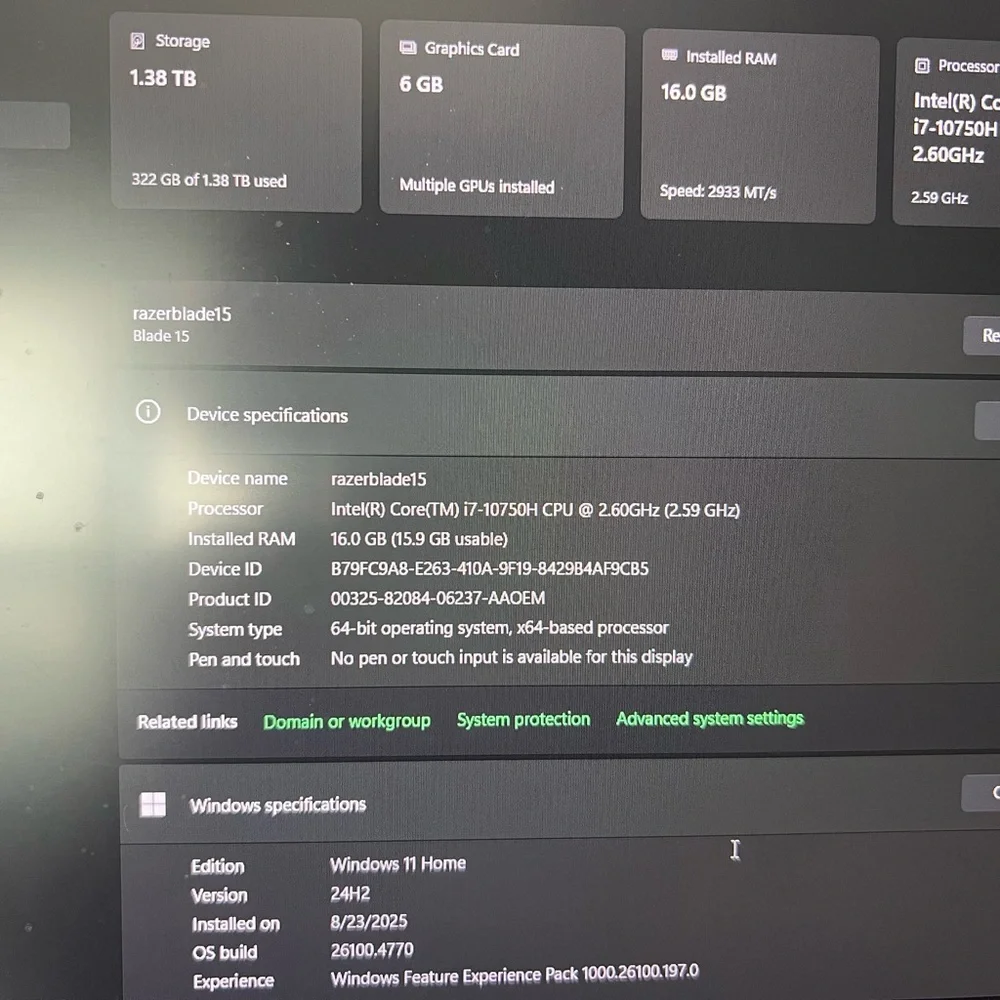 Razerblade 15 RTX 3060 1.5TB